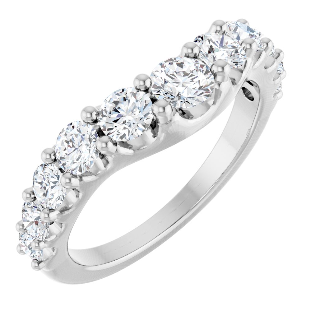 14K White Gold 1 1/3 CTW Lab-Grown Diamond Graduated Contour Band