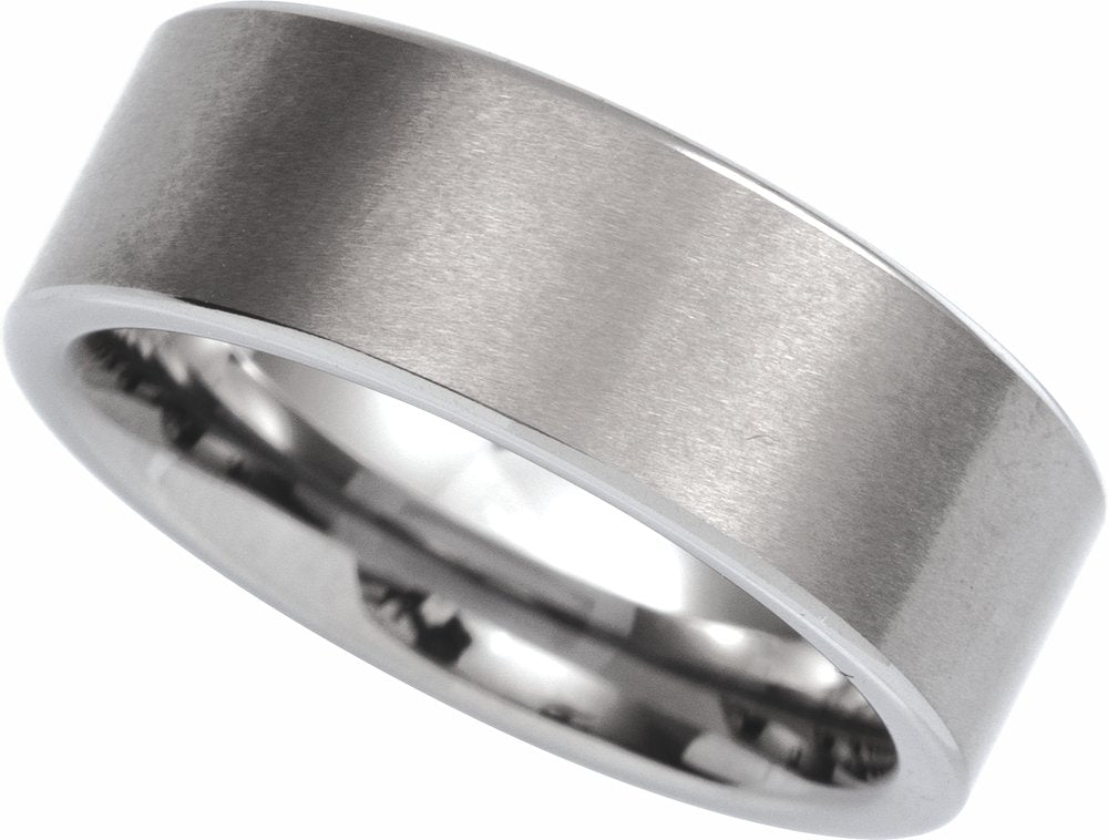 Tungsten 8 mm Comfort-Fit Flat Band Size 7.5