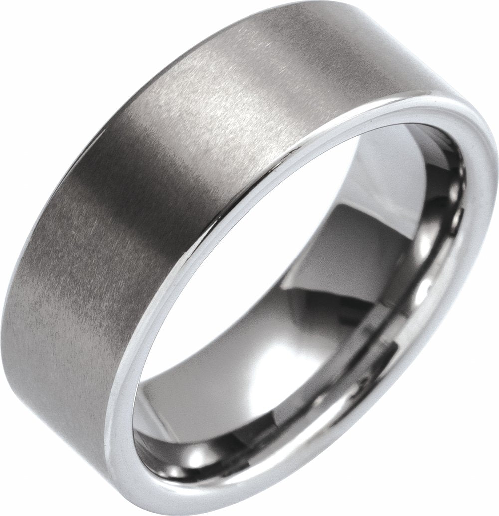 Tungsten 8 mm Comfort-Fit Flat Band Size 7.5