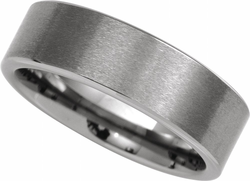 Tungsten 7 mm Comfort-Fit Flat Band Size 9.5