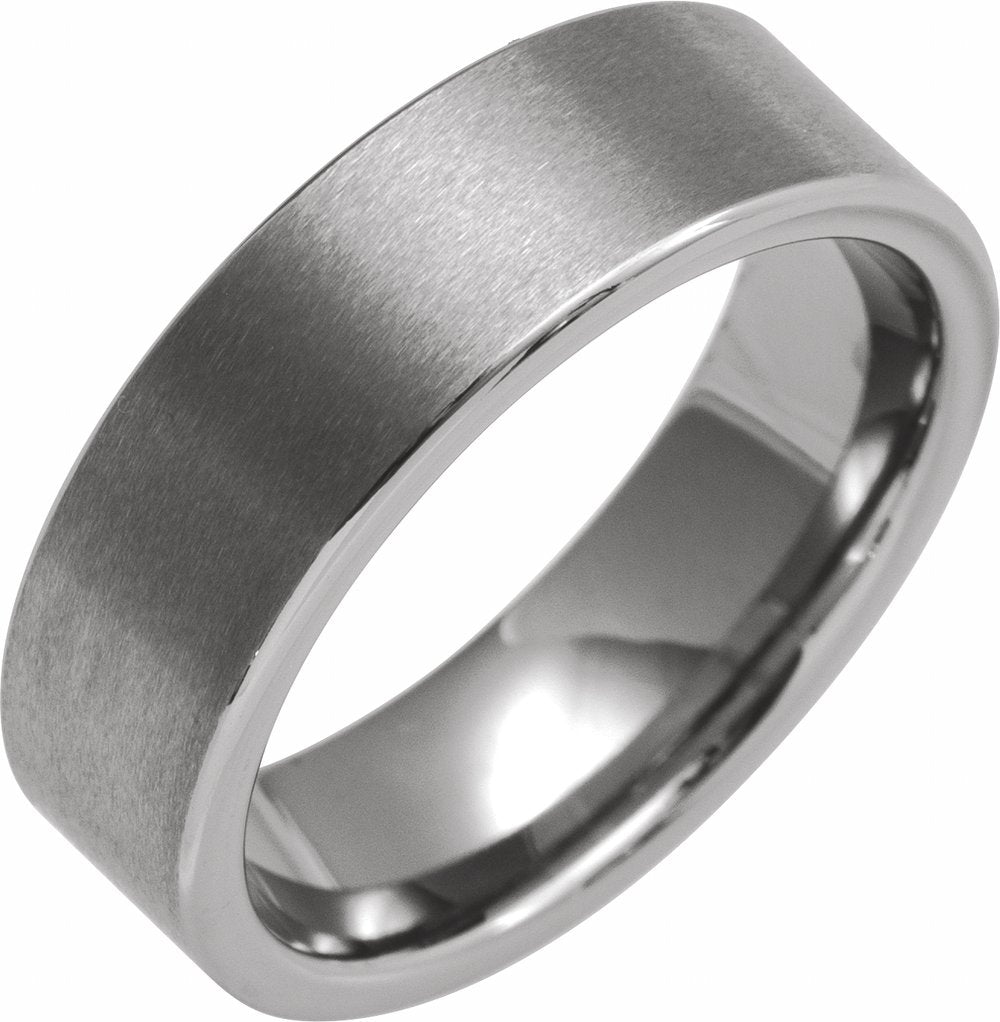 Tungsten 7 mm Comfort-Fit Flat Band Size 9.5
