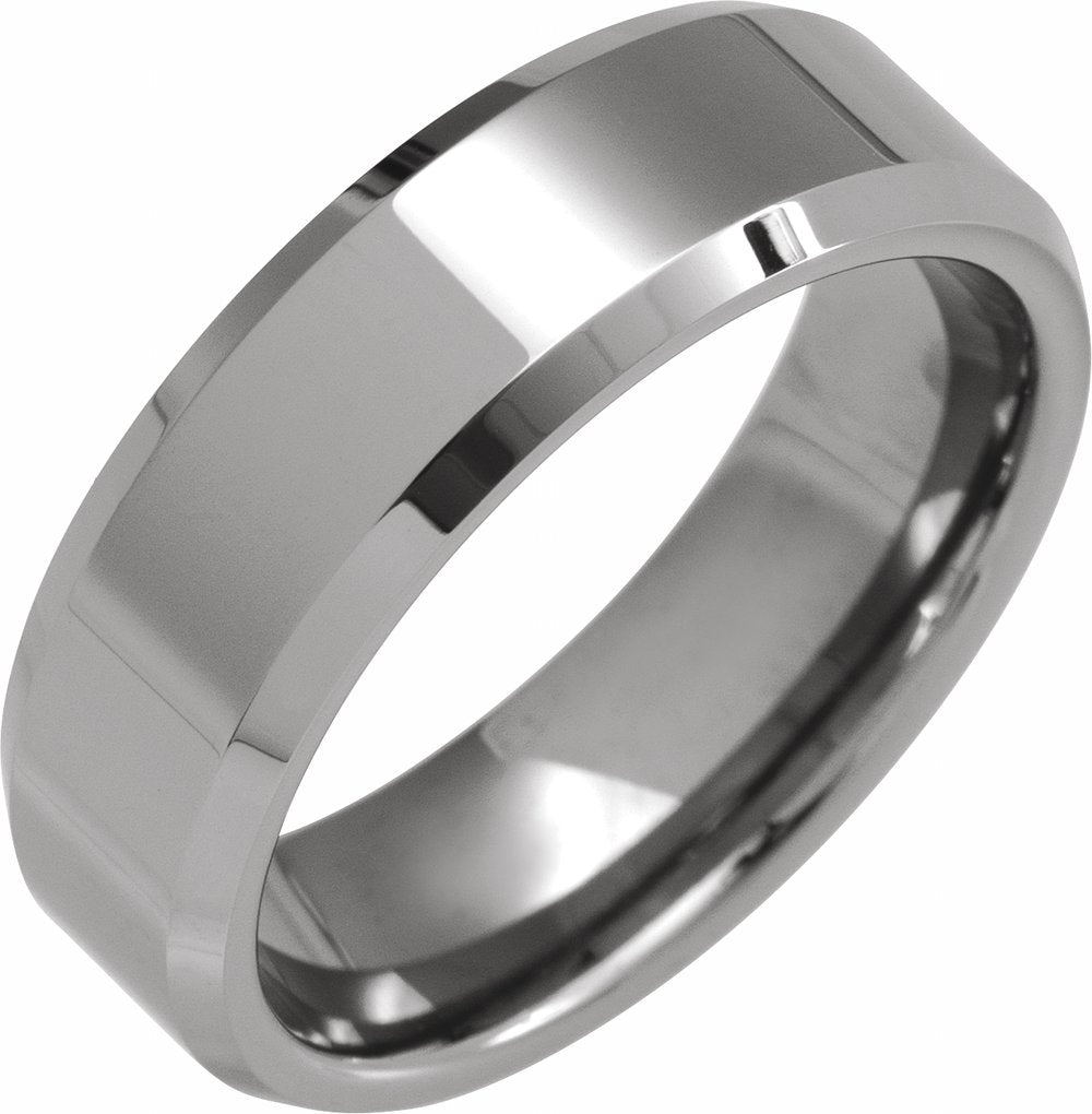 Tungsten 7 mm Beveled-Edge Band Size 7.5