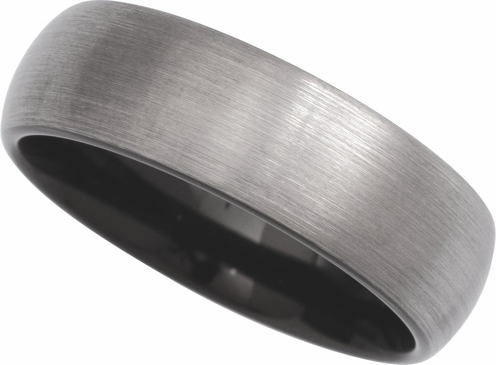 Black PVD Tungsten 7 mm Comfort-Fit Half Round Band Size 8.5