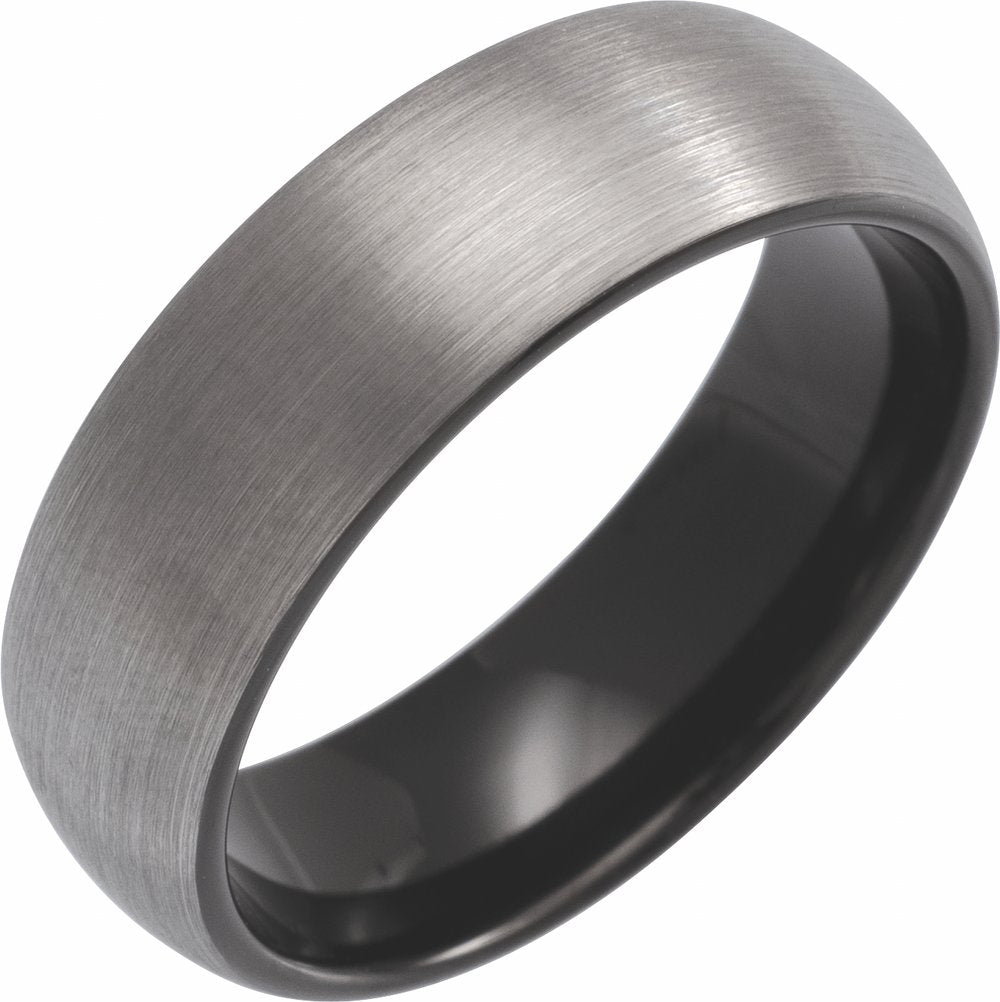 Black PVD Tungsten 7 mm Comfort-Fit Half Round Band Size 8.5