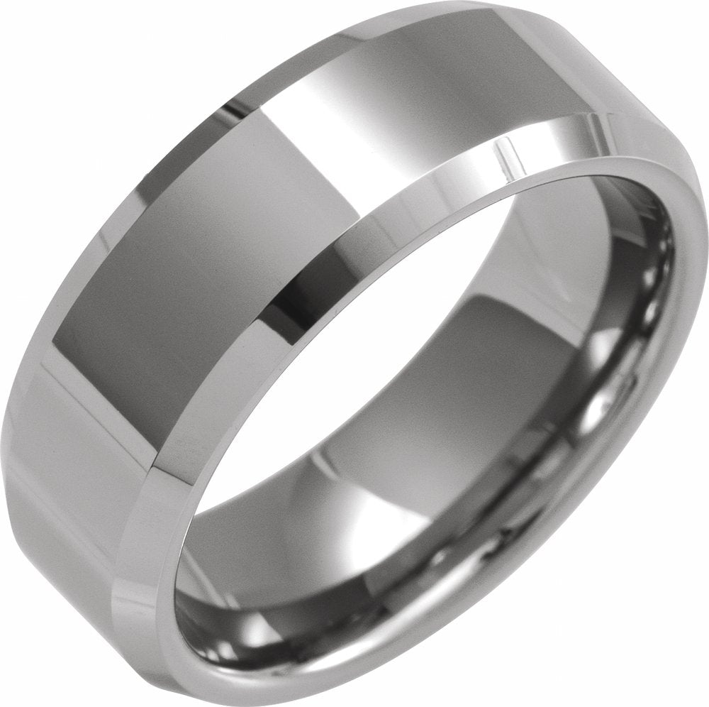 Tungsten 8 mm Beveled-Edge Band Size 7