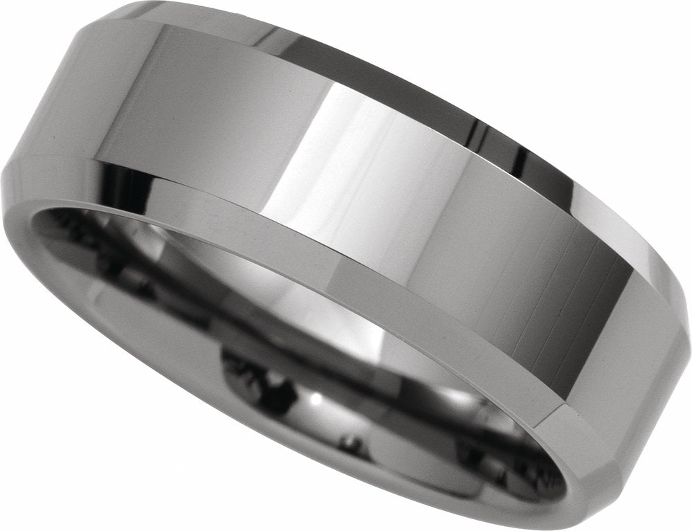 Tungsten 8 mm Beveled-Edge Band Size 7