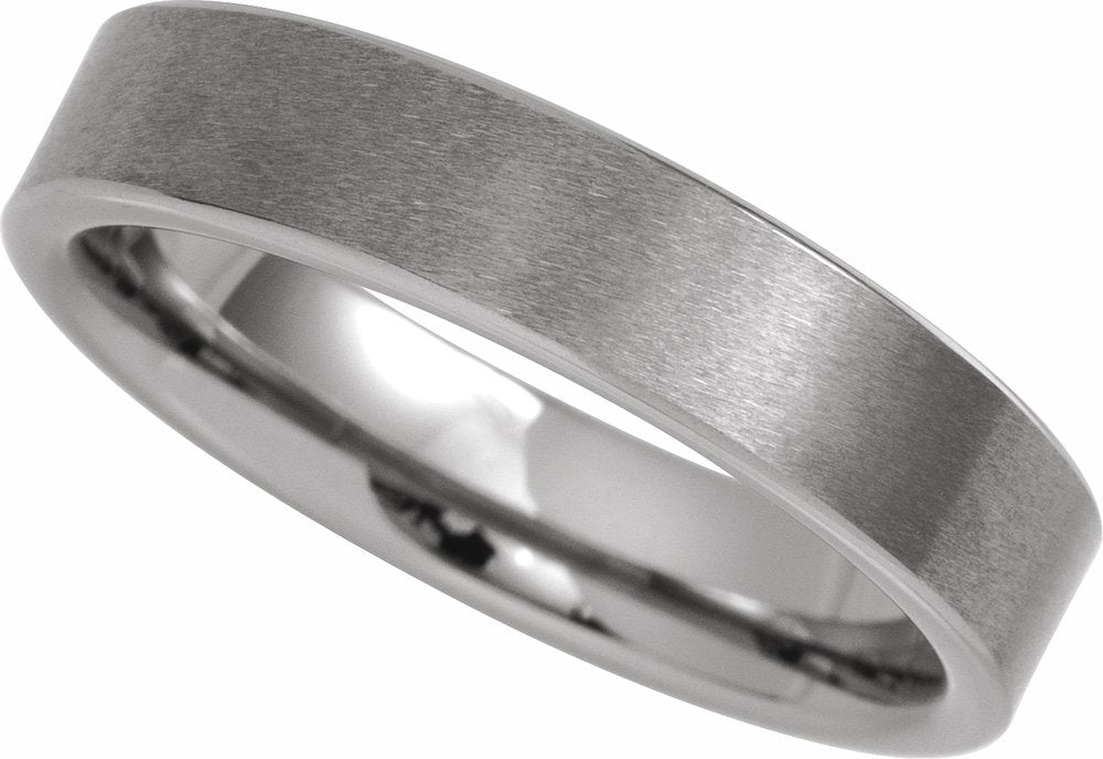 Tungsten 5 mm Comfort-Fit Flat Band Size 8.5