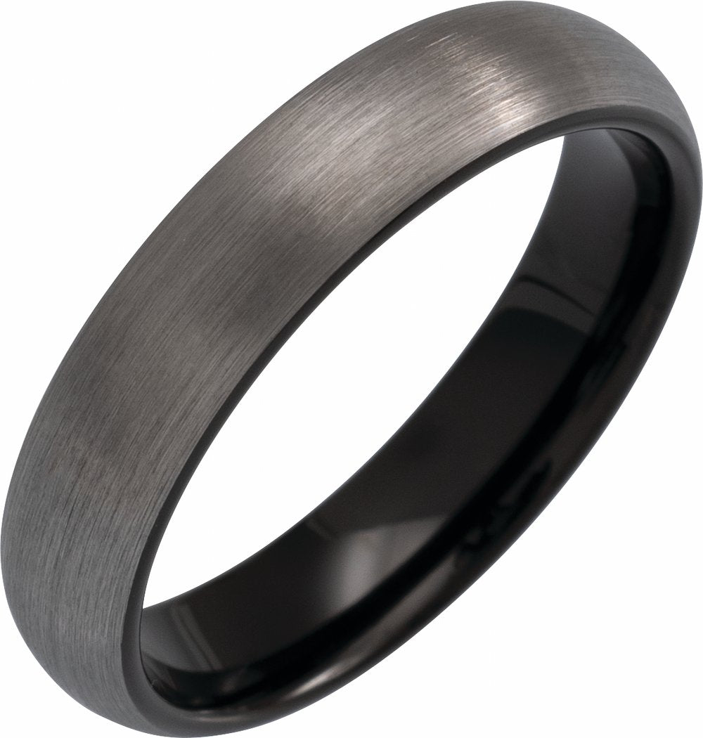 Black PVD Tungsten 5 mm Comfort-Fit Half Round Band Size 7