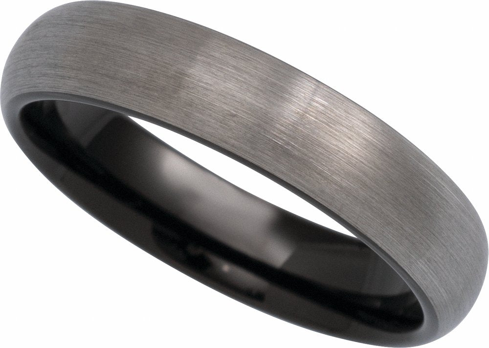 Black PVD Tungsten 5 mm Comfort-Fit Half Round Band Size 7