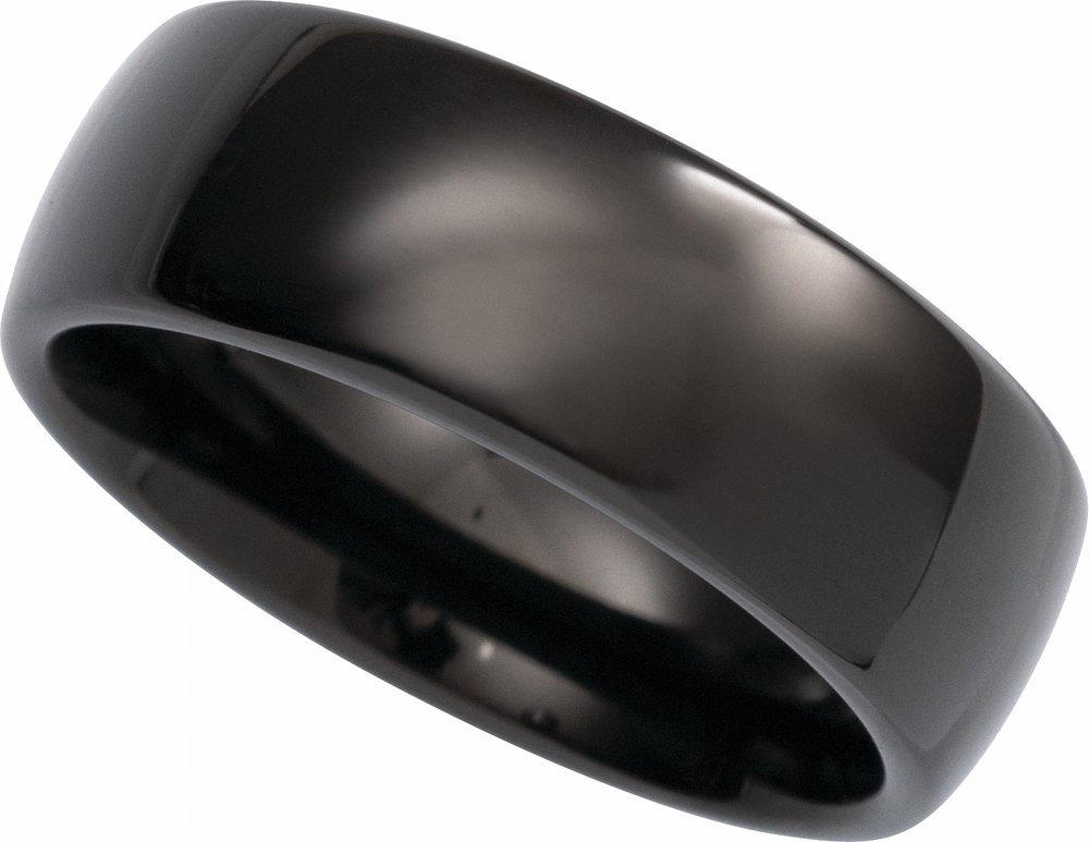 Black Tungsten 8 mm Comfort-Fit Half Round Band Size 7.5