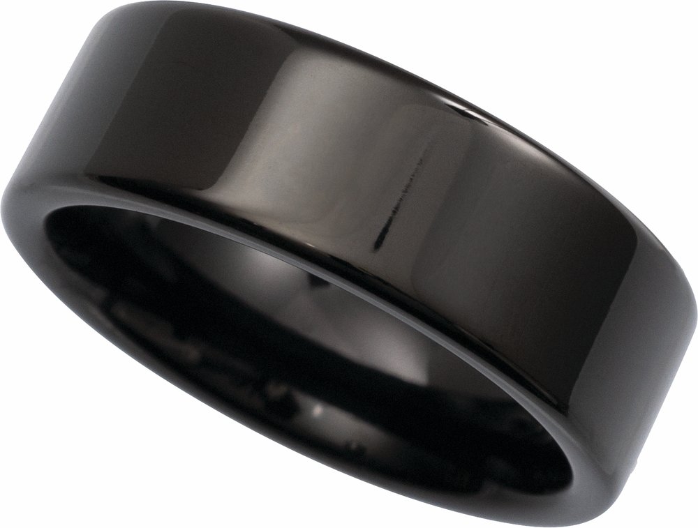 Black PVD Tungsten 8 mm Flat Band Size 8.5
