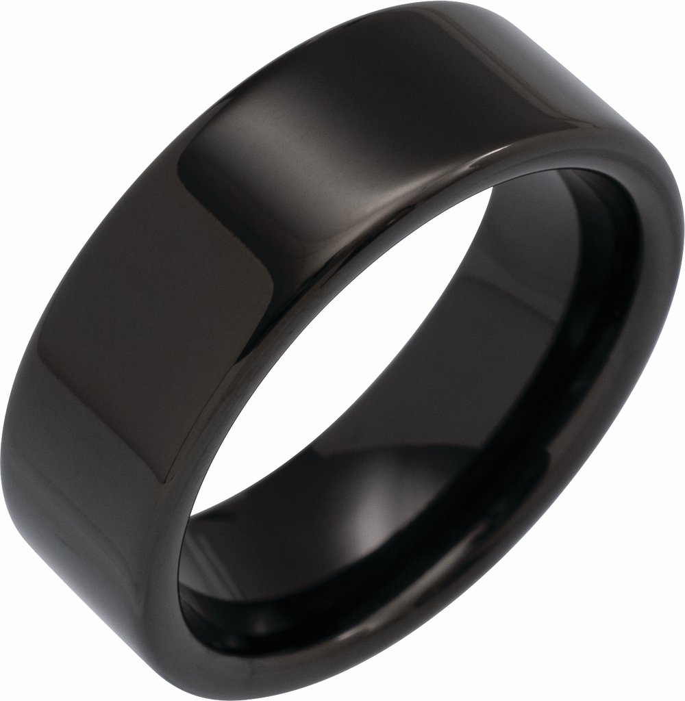 Black PVD Tungsten 8 mm Flat Band Size 8.5