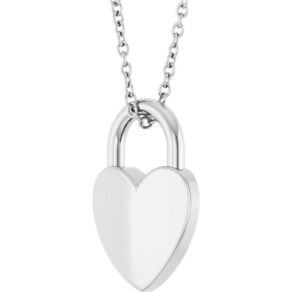 Sterling Silver Engravable Heart Lock 16-18" Necklace
