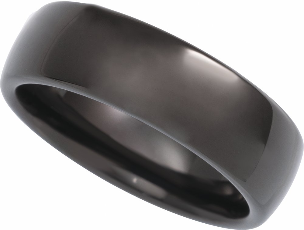 Black Tungsten 7 mm Comfort-Fit Half Round Band Size 8.5
