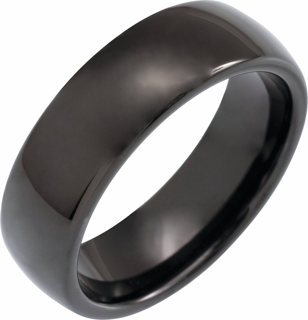 Black Tungsten 7 mm Comfort-Fit Half Round Band Size 8.5