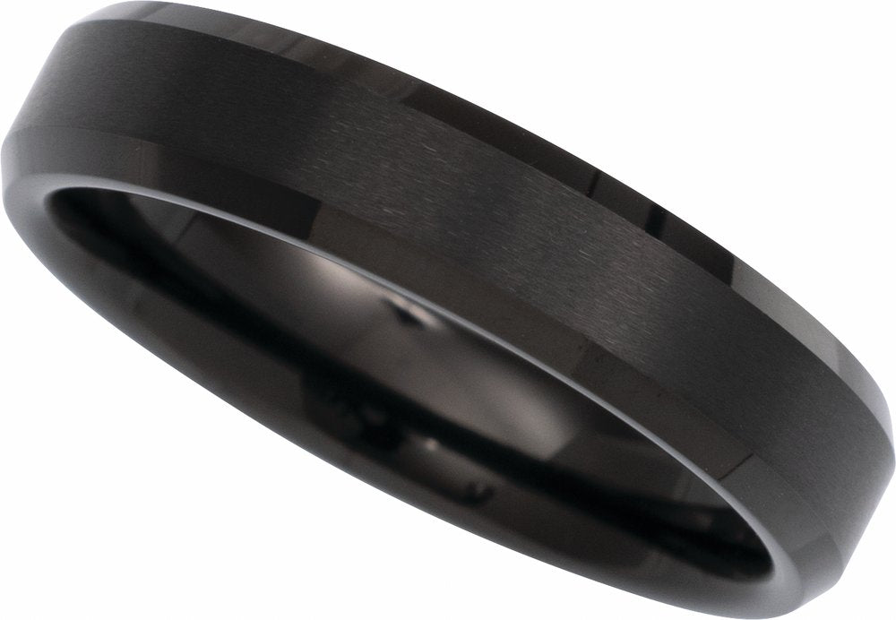 Black PVD Tungsten 5 mm Beveled-Edge Inlay Band Size 7
