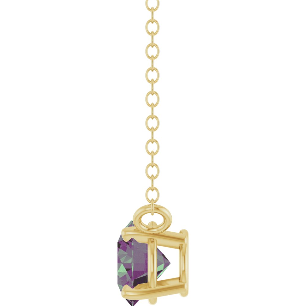 14K Yellow Gold Lab-Grown Alexandrite Solitaire 18" Necklace