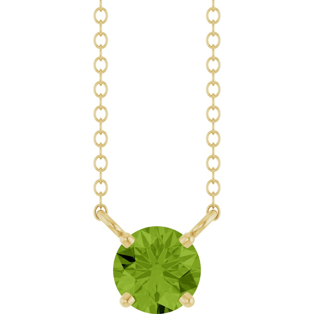 14K Yellow Gold Natural Peridot Solitaire 18" Necklace