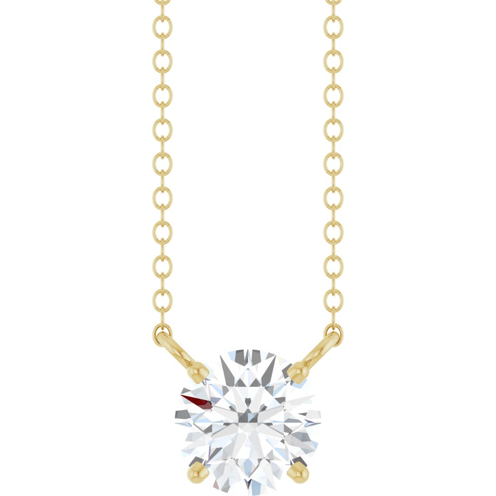 14K Yellow Gold 3/4 CT Lab-Grown Diamond Solitaire 18" Necklace
