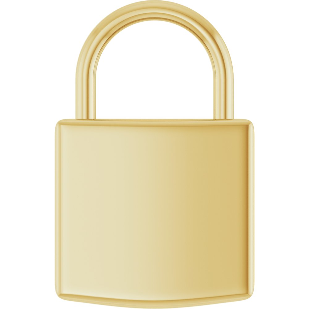 14K Yellow Gold Engravable Lock Pendant