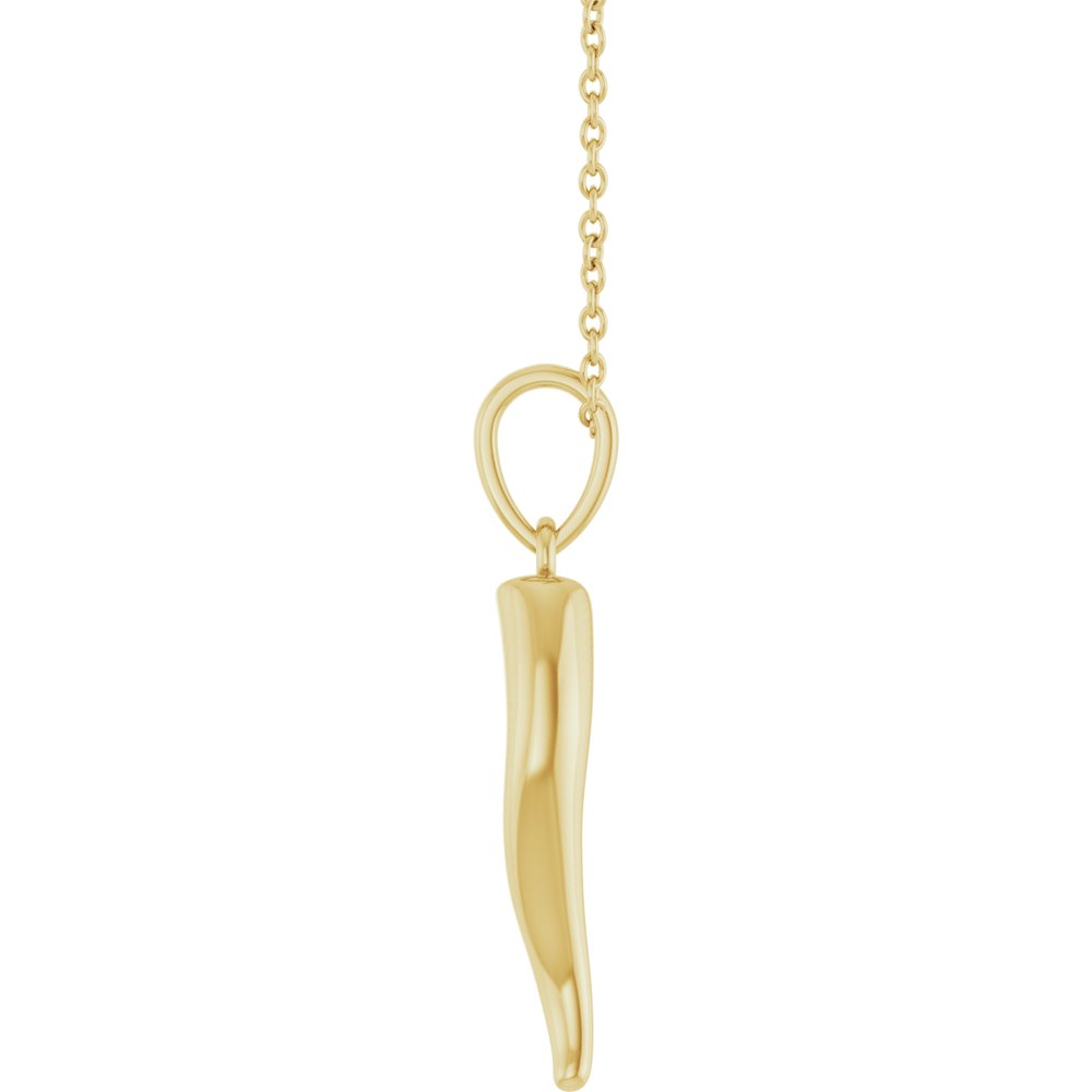 14K Yellow Gold Italian Horn 16-18" Necklace