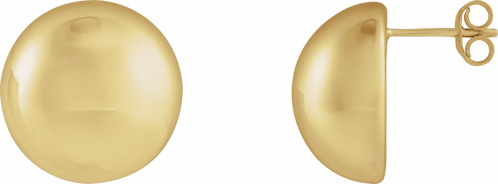 14K Yellow 15 mm Electroform Domed Earrings