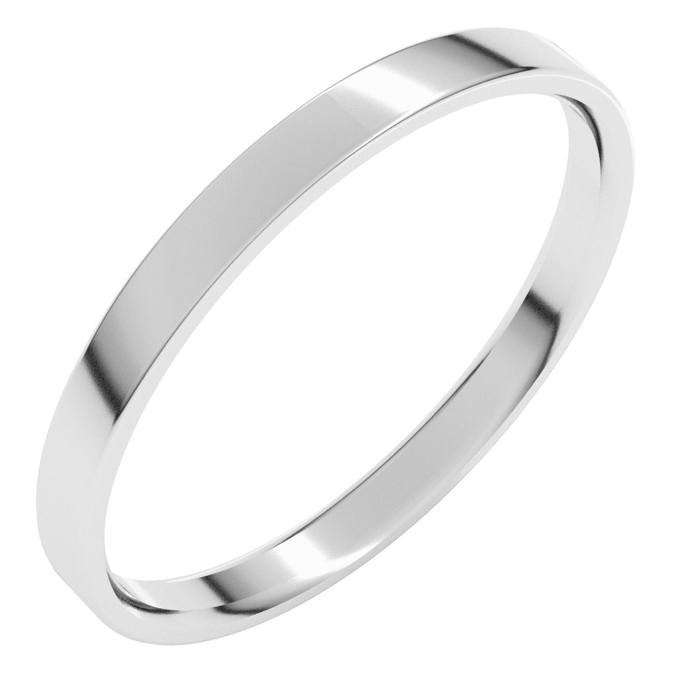 10K White Gold 2 mm Ultra-Lightweight Comfort-Fit Flat Band Size 5