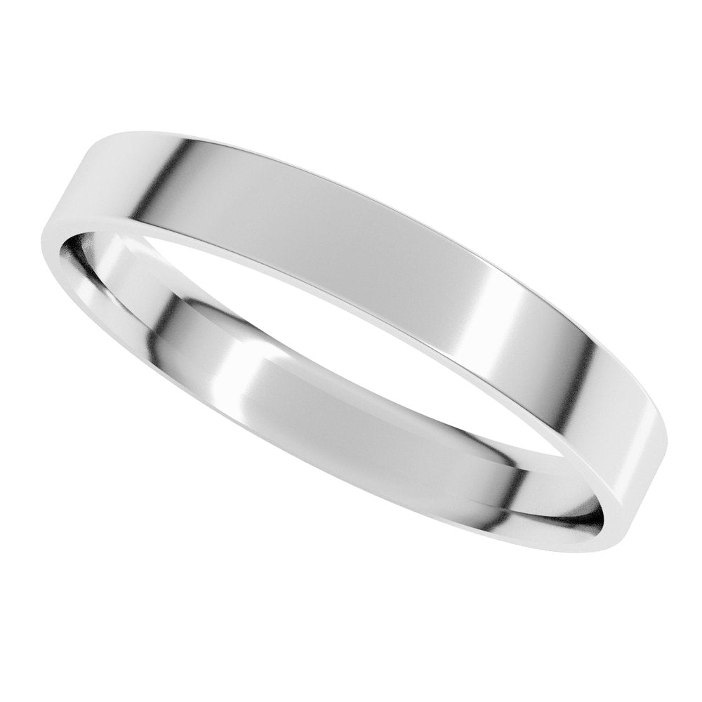 14K X1 White Gold 3 mm Ultra-Lightweight Comfort-Fit Flat Band Size 5.5