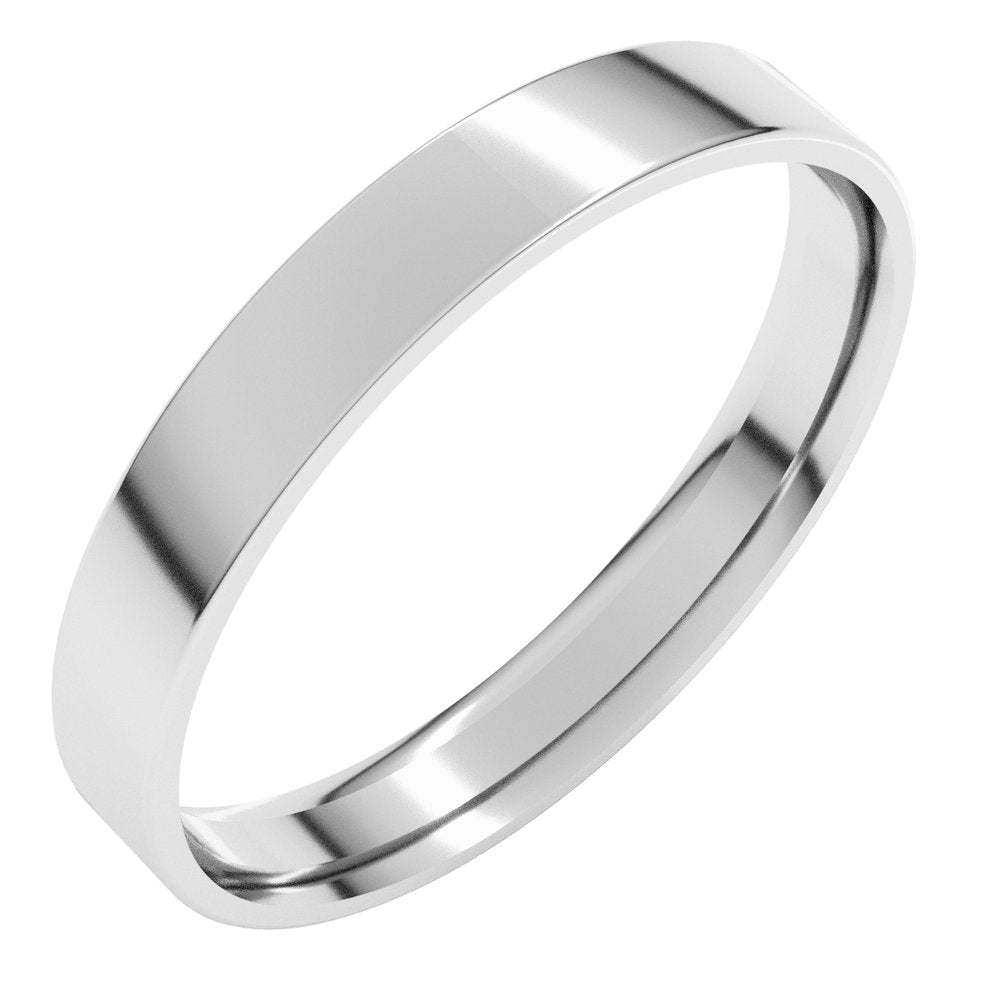 14K X1 White Gold 3 mm Ultra-Lightweight Comfort-Fit Flat Band Size 5.5
