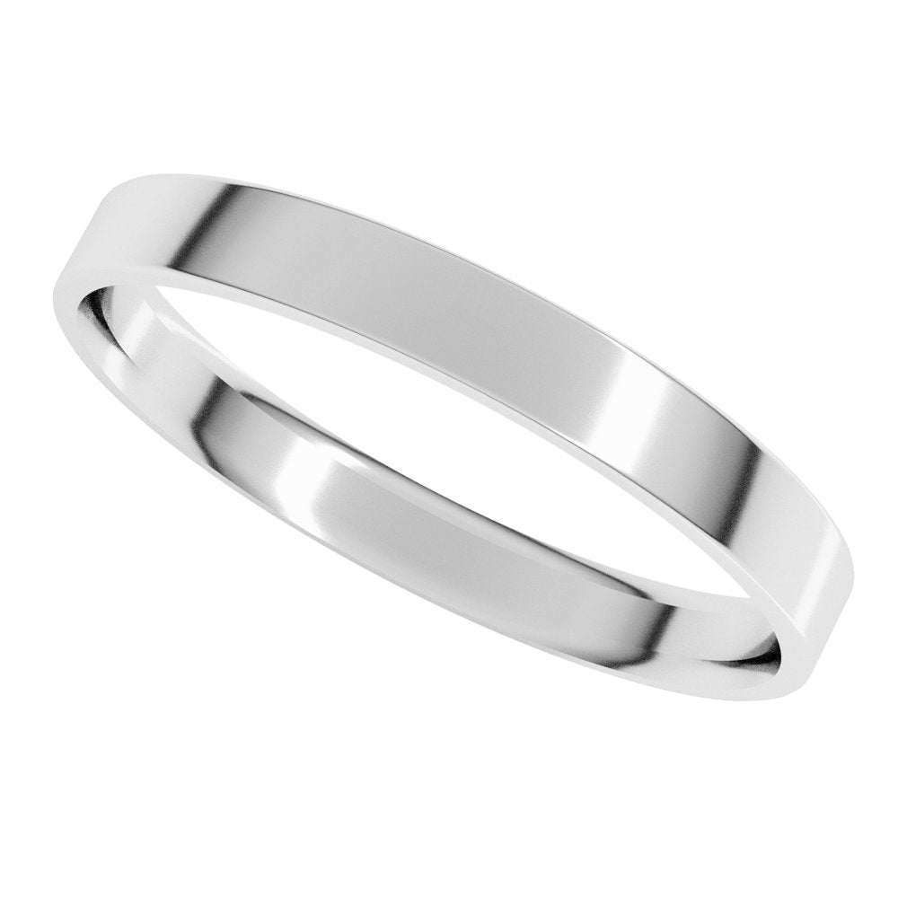18K White Gold 2.5 mm Ultra-Lightweight Comfort-Fit Flat Band Size 7