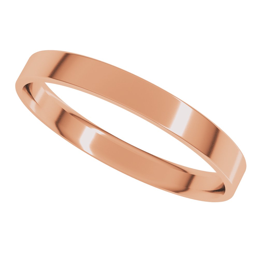14K Rose Gold 2.5 mm Ultra-Lightweight Comfort-Fit Flat Band Size 9