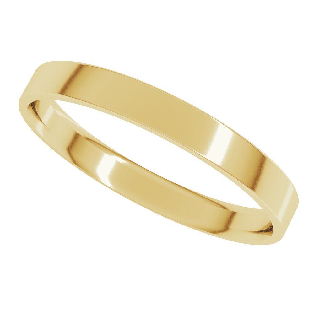 18K Yellow Gold 2.5 mm Ultra-Lightweight Comfort-Fit Flat Band Size 5.5