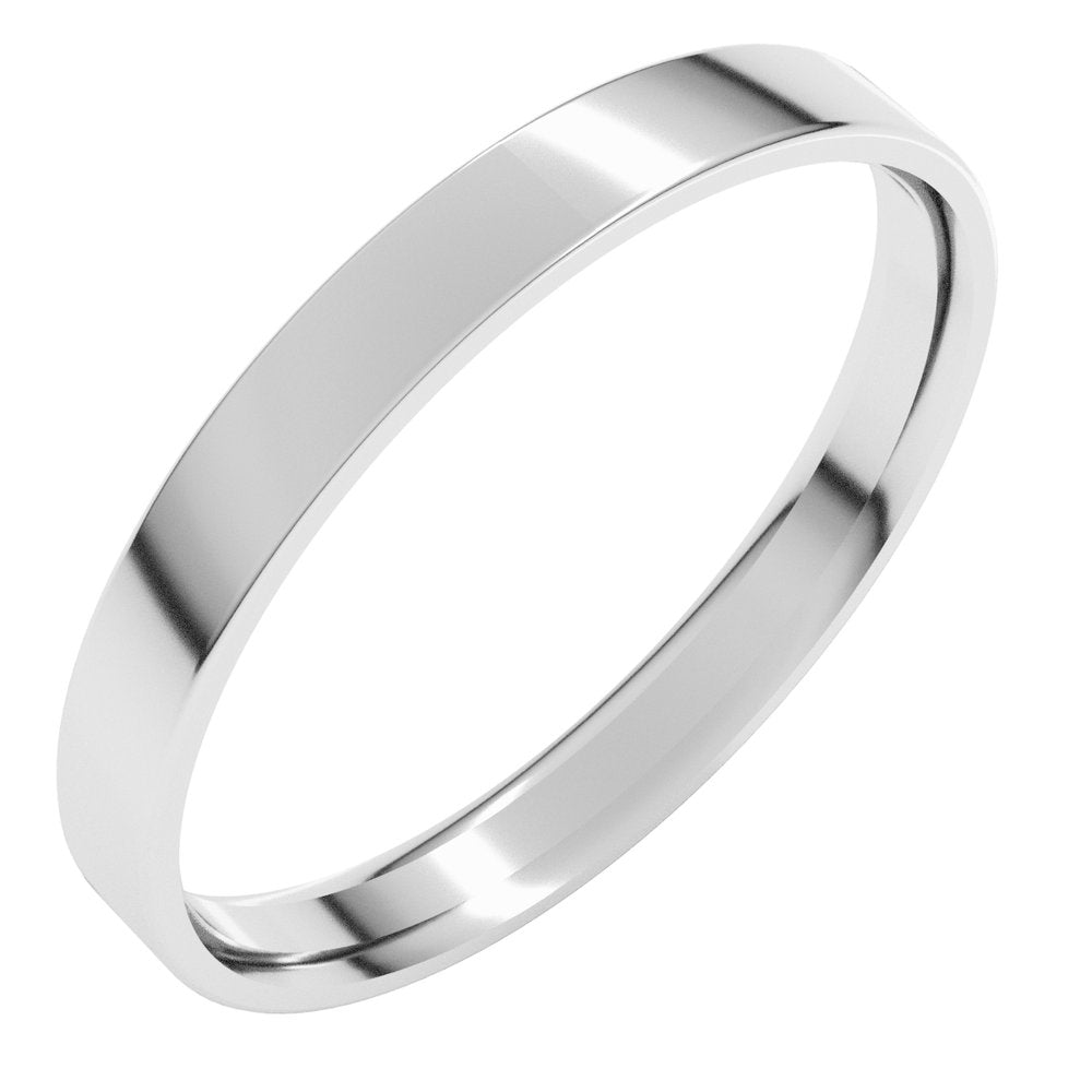 14K White Gold 2.5 mm Ultra-Lightweight Comfort-Fit Flat Band Size 7