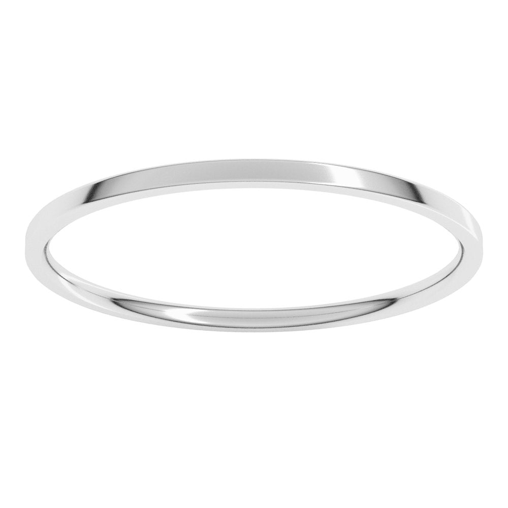 14K White Gold 1 mm Ultra-Lightweight Comfort-Fit Flat Band Size 8.5