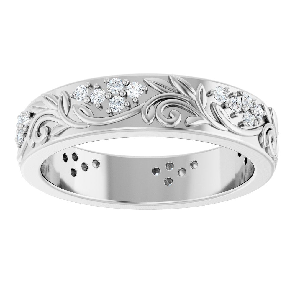 14K White Gold 1/2 CTW Natural Diamond Floral Band