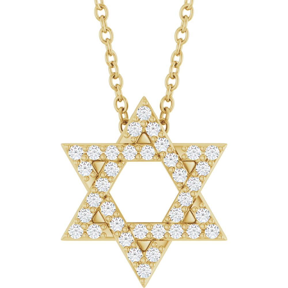 14K Yellow Gold 1/6 CTW Natural Diamond Star of David 16-18" Necklace