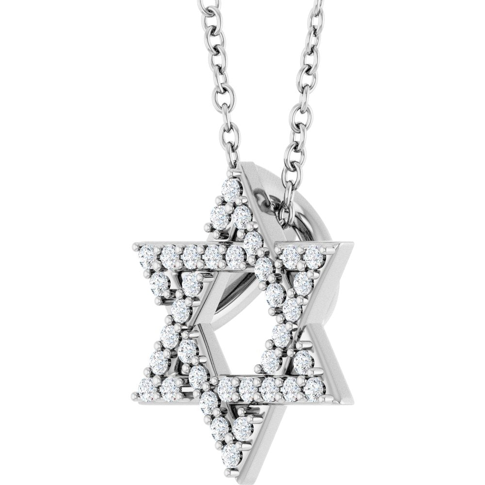 14K Yellow Gold 1/6 CTW Natural Diamond Star of David 16-18" Necklace