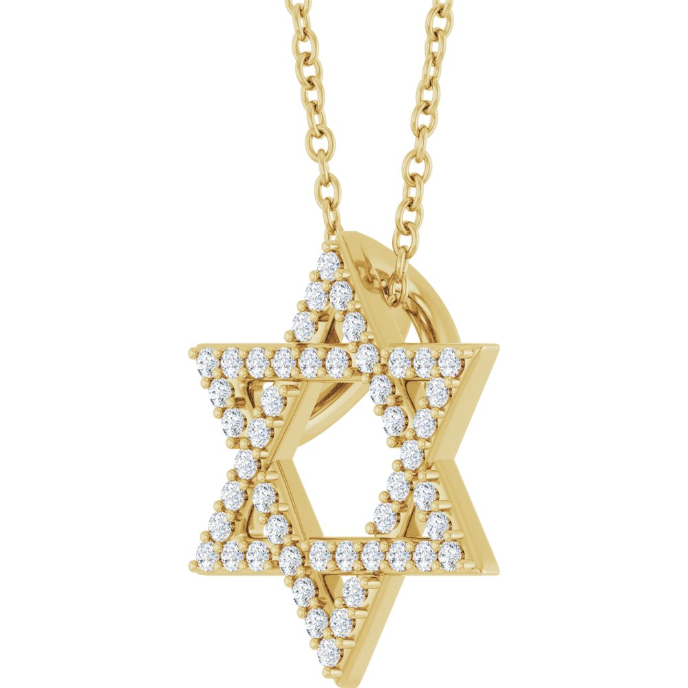14K Yellow Gold 1/5 CTW Natural Diamond Star of David 16-18" Necklace