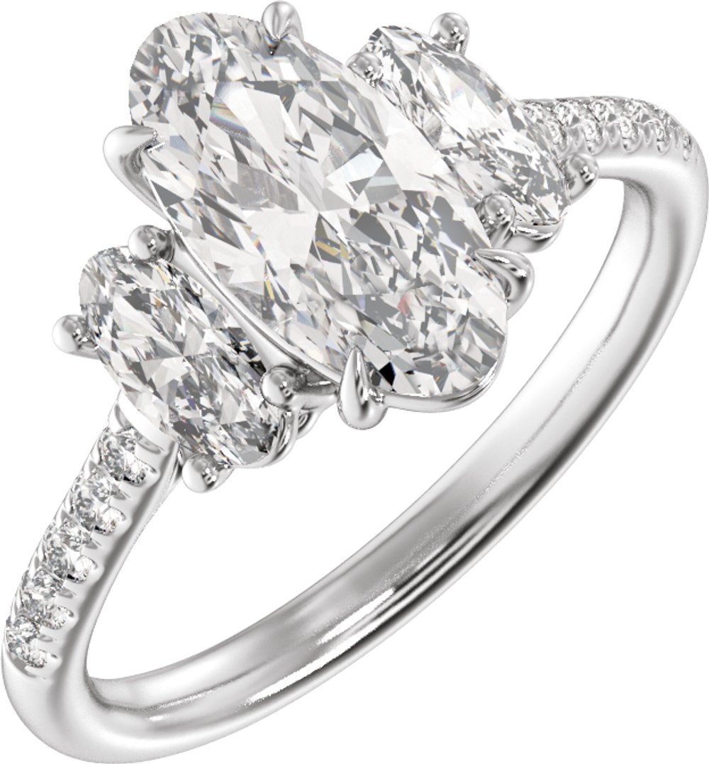 14K White Gold 2 3/4 CTW Lab-Grown Diamond Three-Stone Engagement Ring