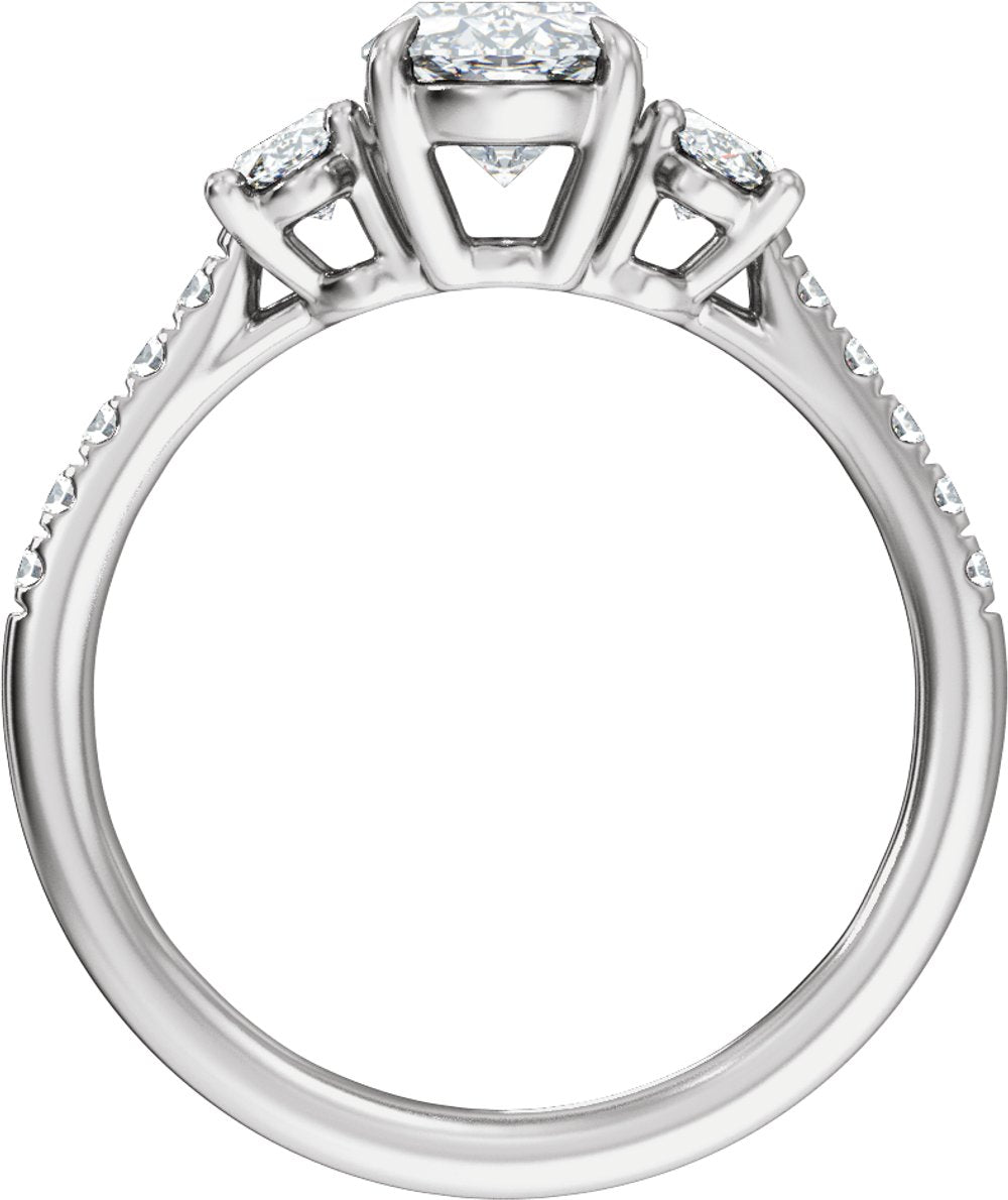 14K White Gold 2 3/4 CTW Lab-Grown Diamond Three-Stone Engagement Ring