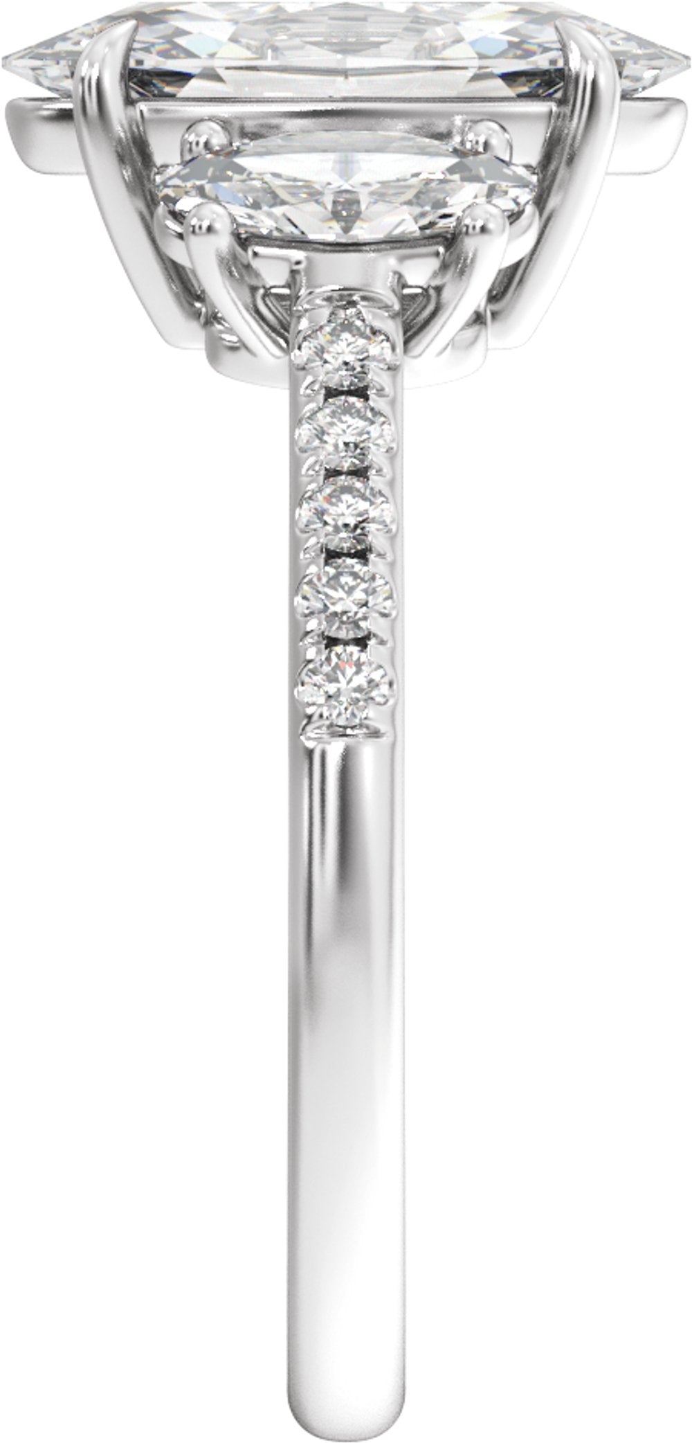 14K White Gold 2 3/4 CTW Lab-Grown Diamond Three-Stone Engagement Ring