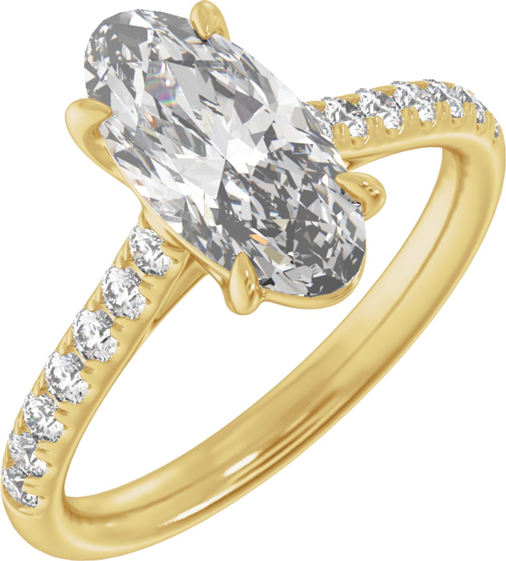 14K Yellow Gold 12.1x6.05 mm Oval 2 1/3 CTW Lab-Grown Diamond Engagement Ring