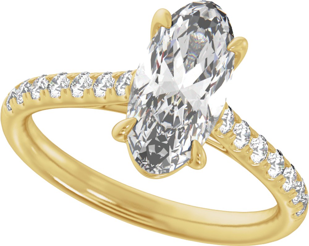 14K Yellow Gold 12.1x6.05 mm Oval 2 1/3 CTW Lab-Grown Diamond Engagement Ring