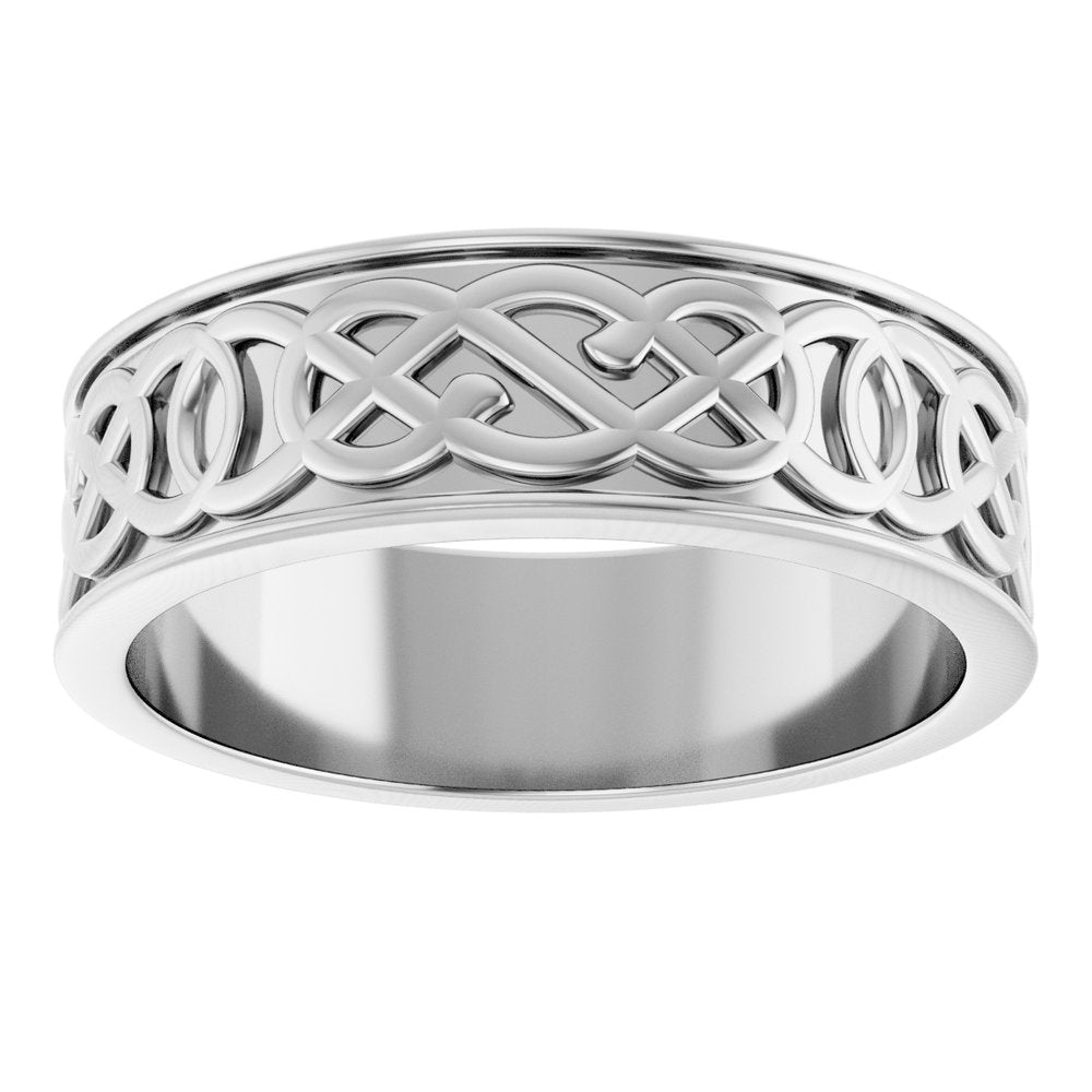 14K X1 White 7 mm Celtic-Inspired Band Size 10