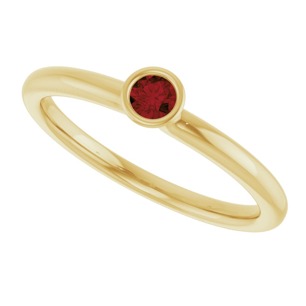14K Yellow Gold Natural Mozambique Garnet Stackable Ring