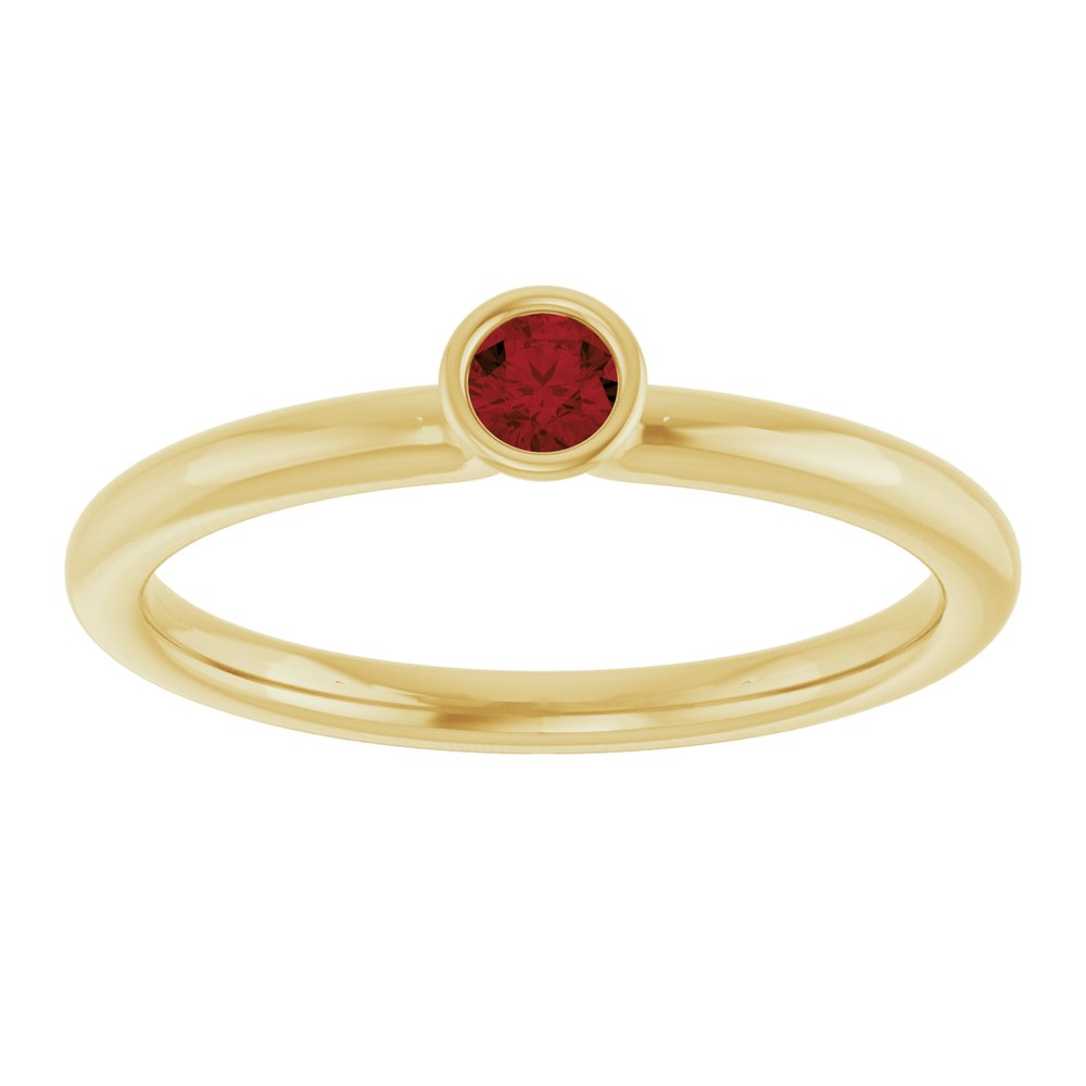 14K Yellow Gold Natural Mozambique Garnet Stackable Ring