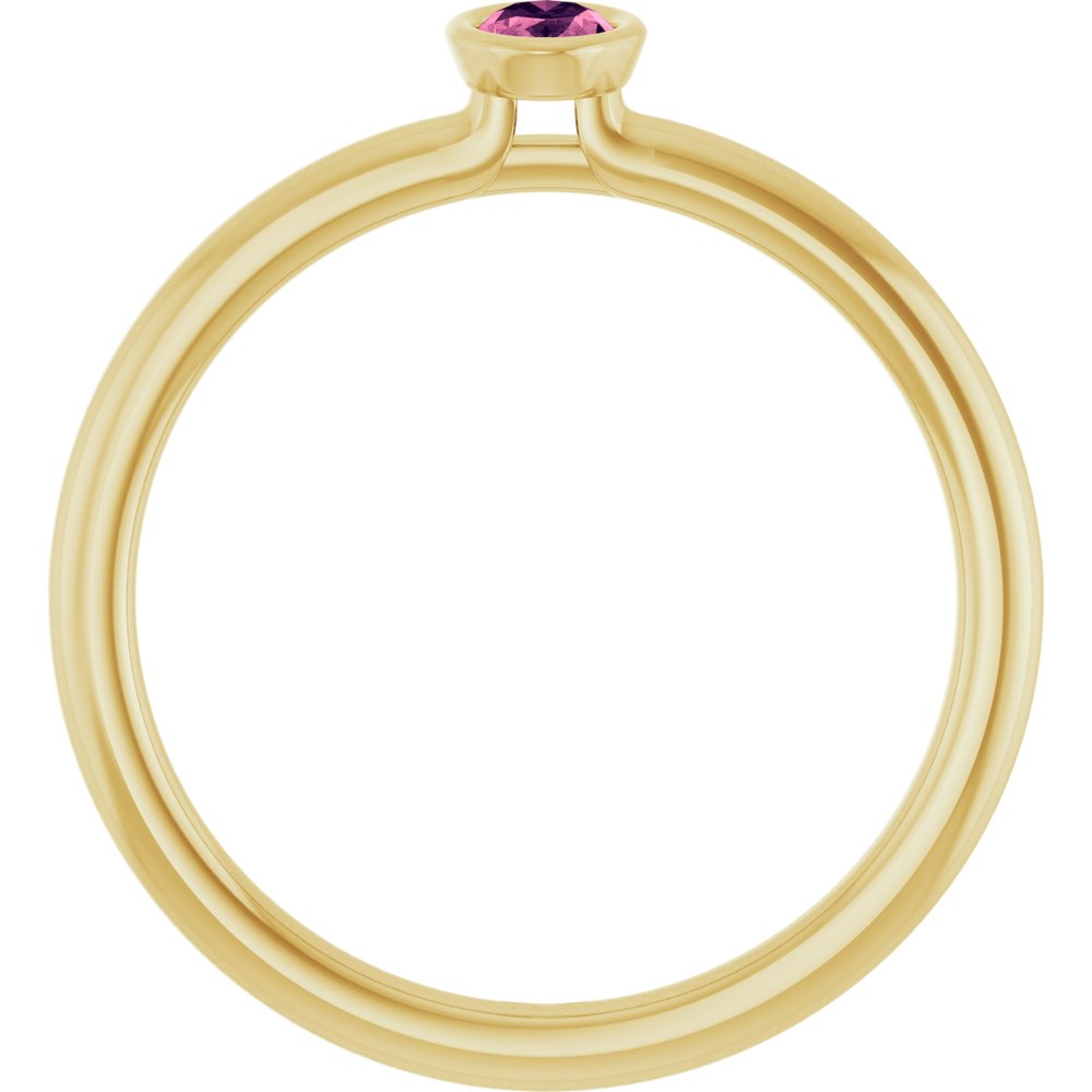 14K Yellow Gold Natural Pink Tourmaline Stackable Ring