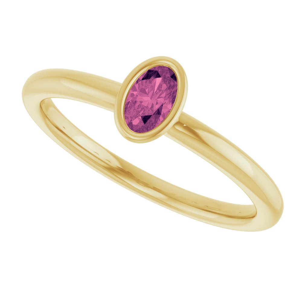 14K Yellow Gold Natural Pink Tourmaline Stackable Ring