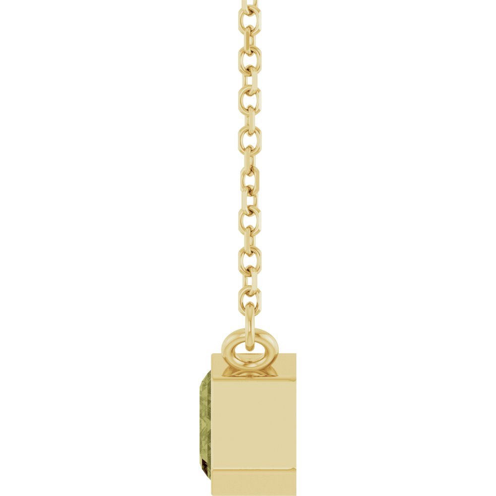 14K Yellow Gold Lab-Grown Green Sapphire 18" Necklace