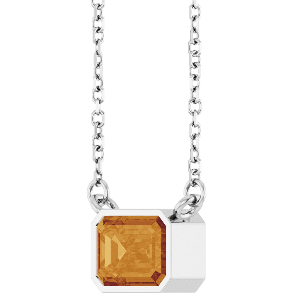 Sterling Silver Natural Citrine 18" Necklace